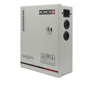 Fuente de poder centralizada de 8 canales de 12v - 5amps. Marca Provision (PR-5A8CH-B), Soporta Backup Battery. Fuente de poder centralizada de 8 canales de 12v - 5amps. Marca Provision (PR-5A8CH-B), Soporta Backup Battery.